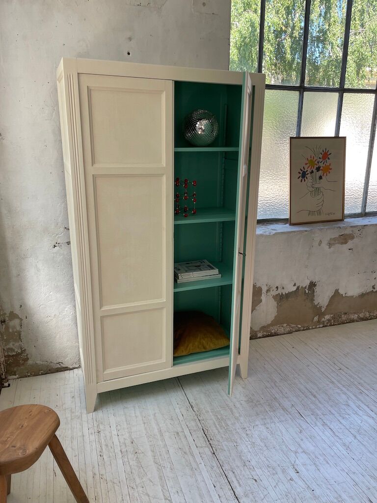 White and green cutter cabinet