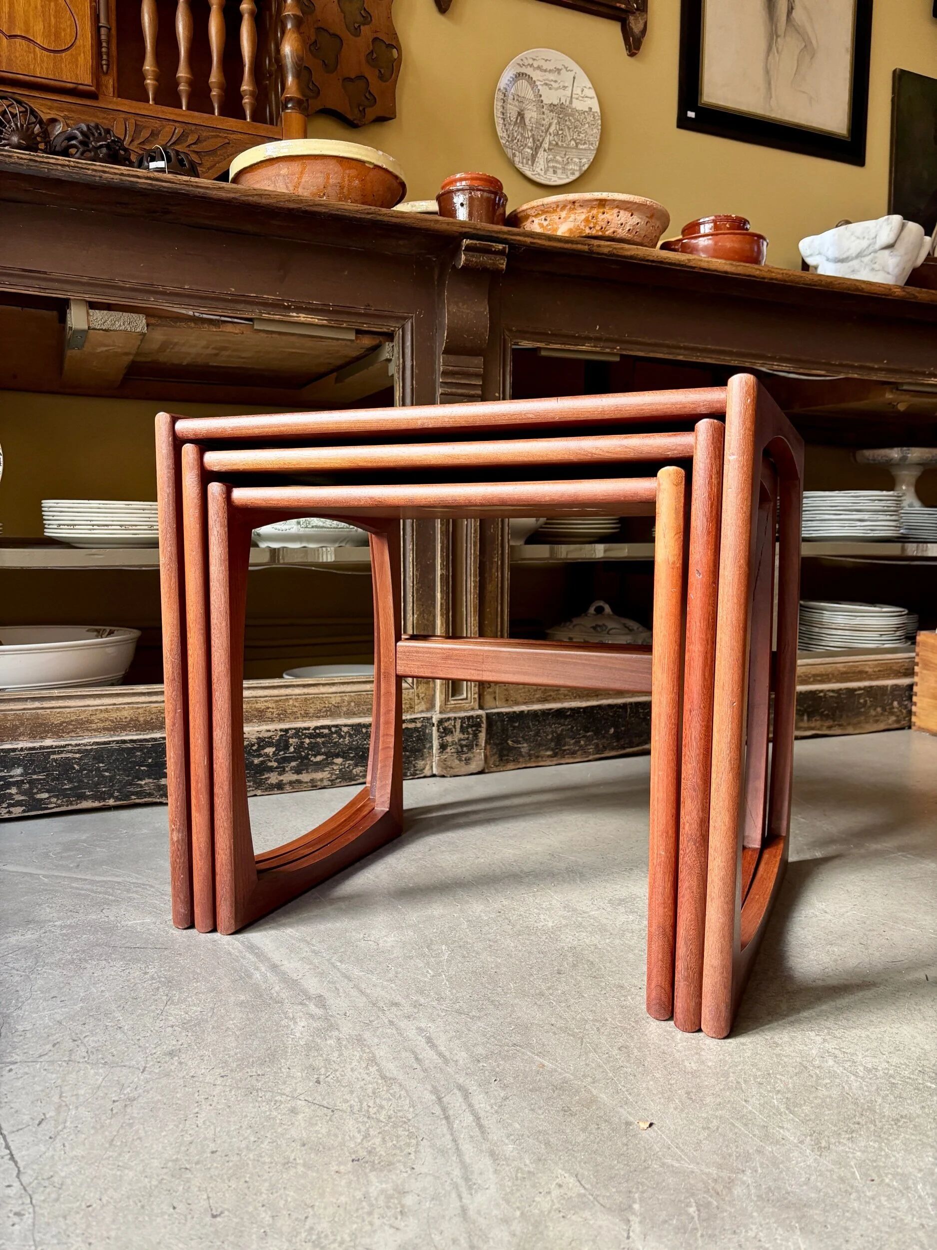 3 nesting coffee tables GPLAN model Quadrille in teak