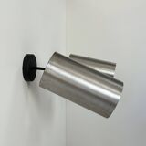 Pair of adjustable vintage wall lights, brushed metal, France, 1970.