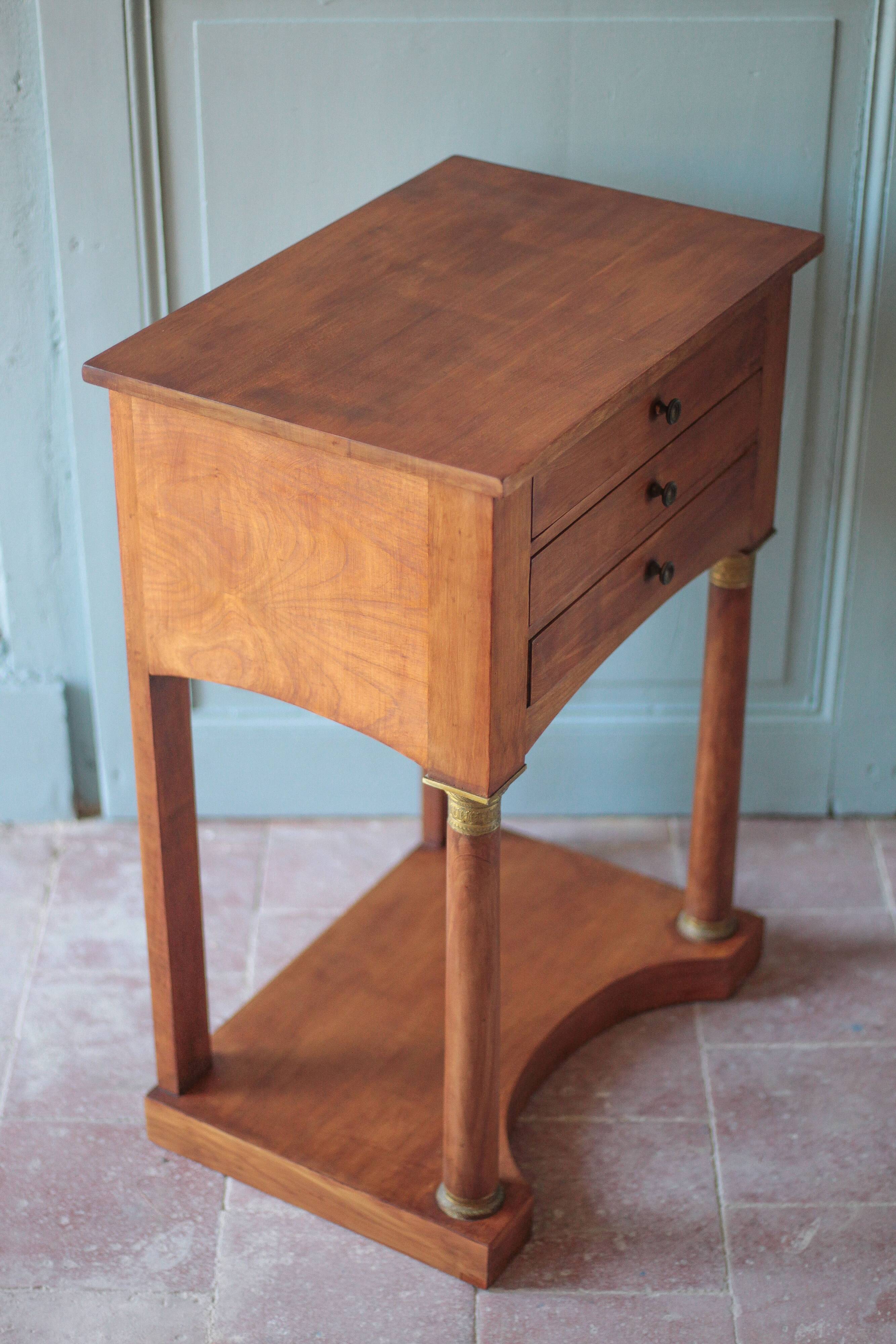 Bedside table or console in Empire style, drawer unit, end table.