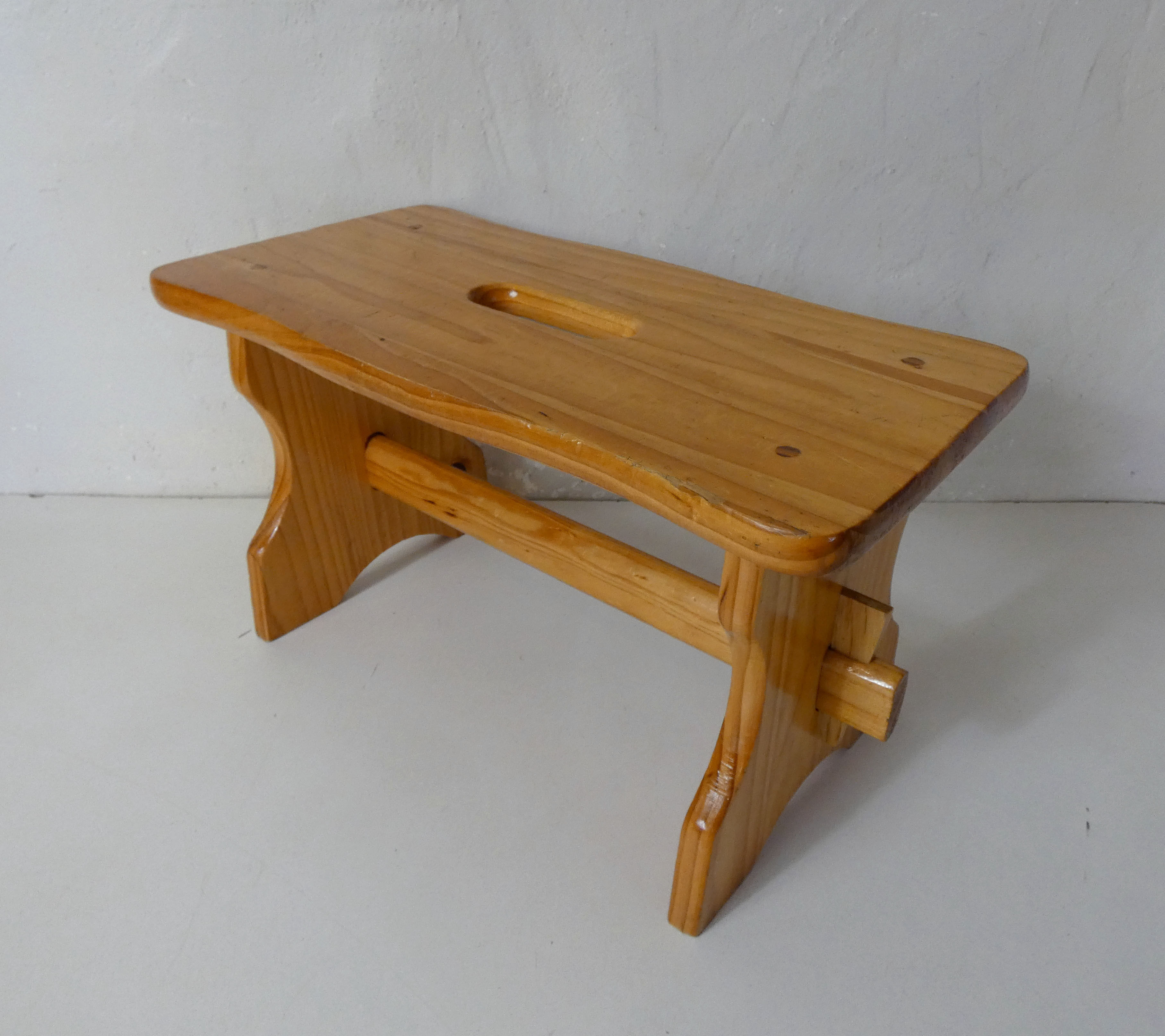 Old small wooden bench walking foot