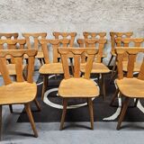 12 wooden bistro chairs, 1970