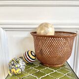 Wicker cane basket planter