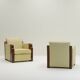 Set of 2 Art Deco club chairs in leather, France 1930s.