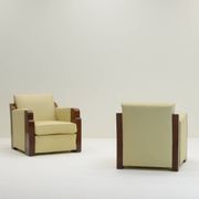 Set of 2 Art Deco club chairs in leather, France 1930s.