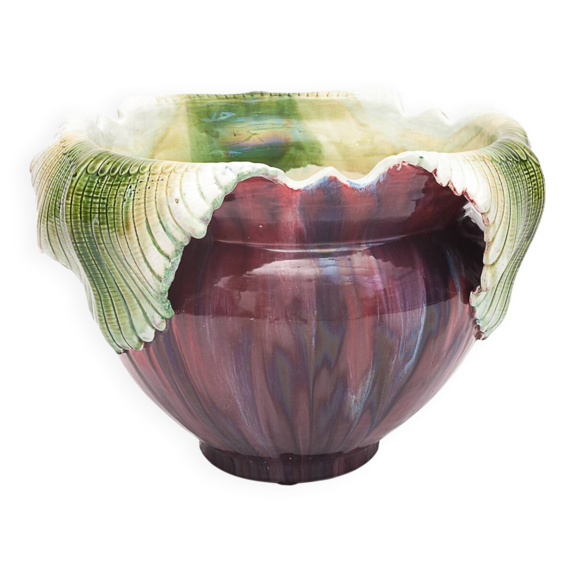Très grand Cache-pot majolique Art Nouveau