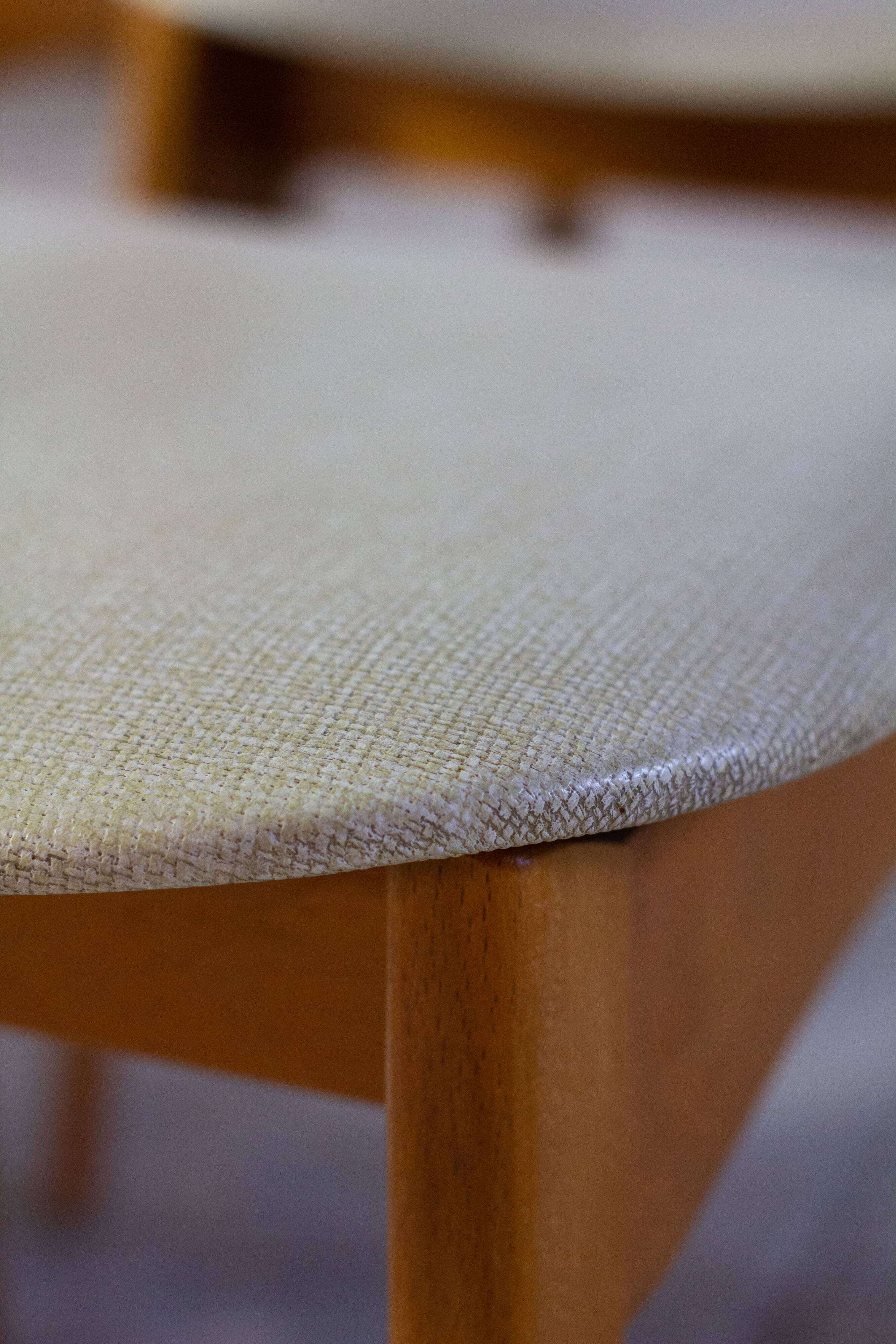 4 Danish chairs in beech wood and skai, 1960