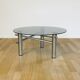 Round coffee table in chrome and smoked glass, 1970s