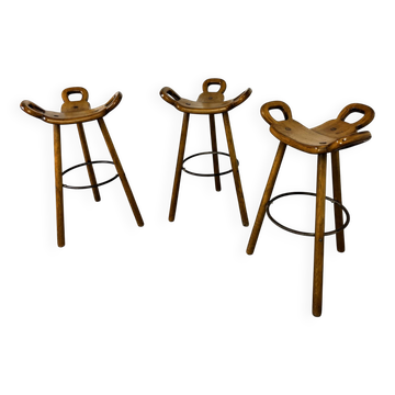 5 tabourets de bar vintage brutalistes Marbella par Sergio Rodrigues, années 1970