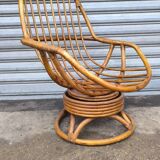60s Swivel Rattan Armchair