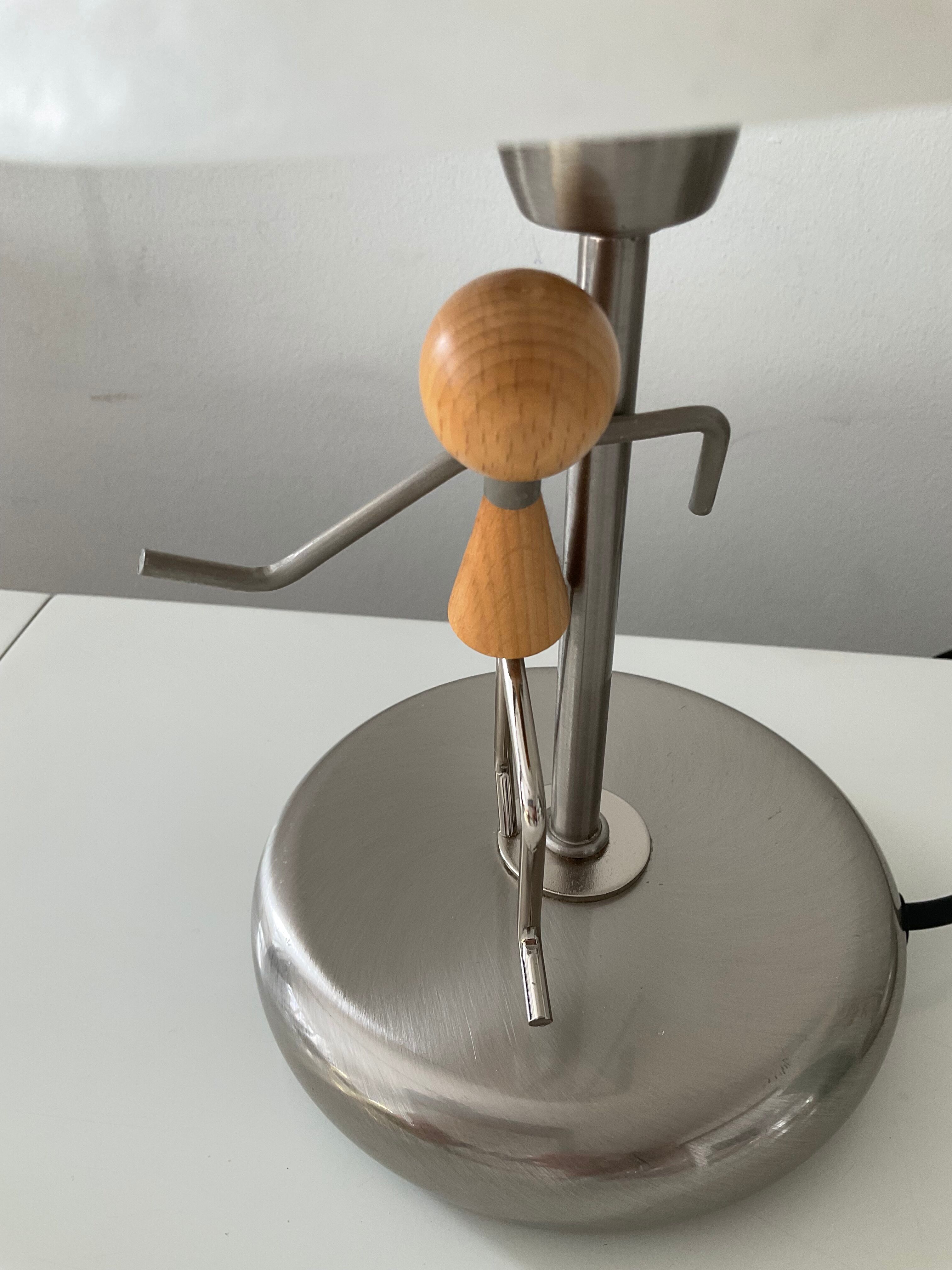 Pair of vintage lamps in wood and chrome metal