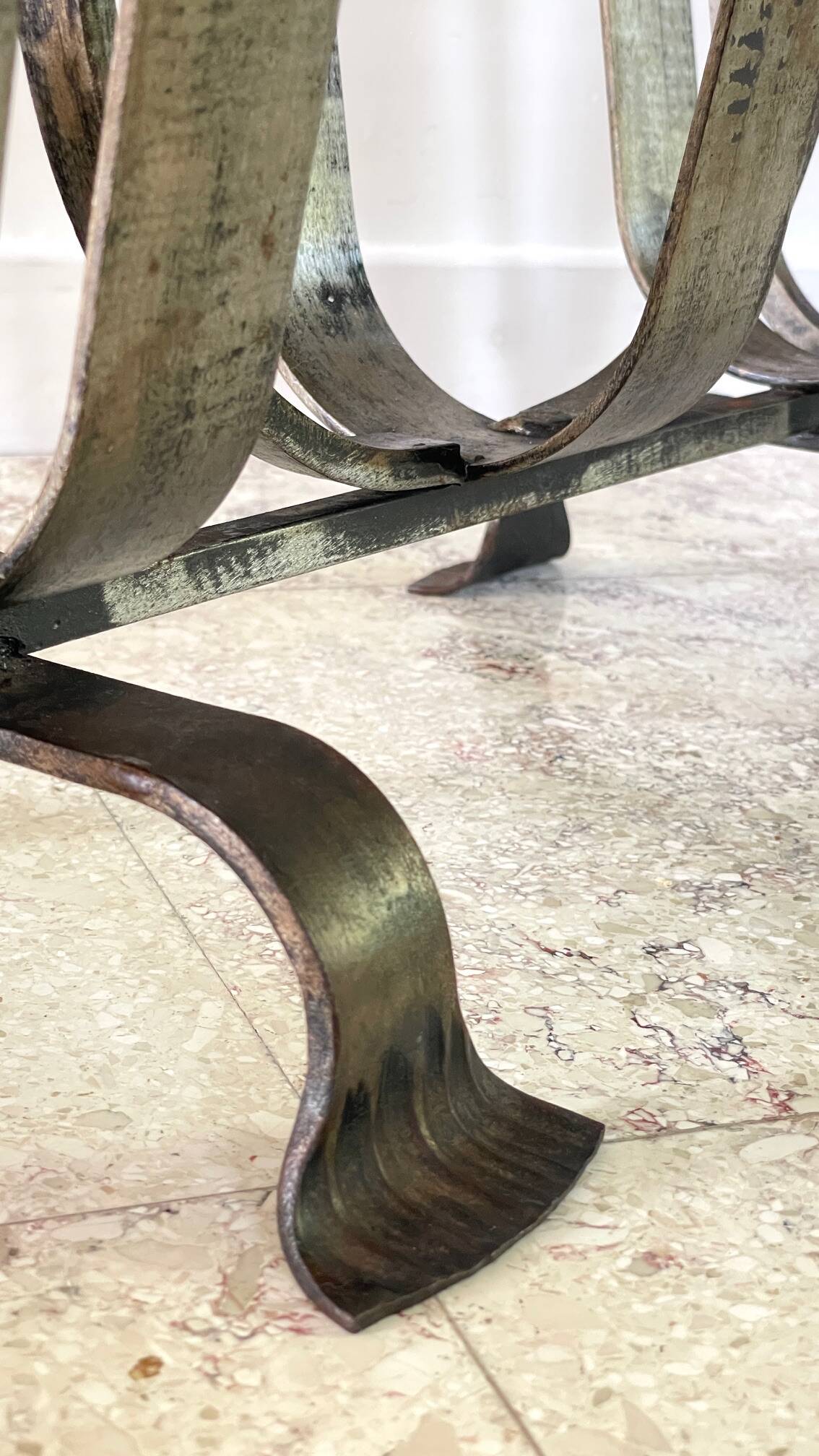 Brutalist vintage steel magazine rack