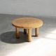 Table basse ronde en bois d'orme massif, France, années 1970
