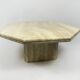 Table basse hexagonale vintage des années 1970 en travertin