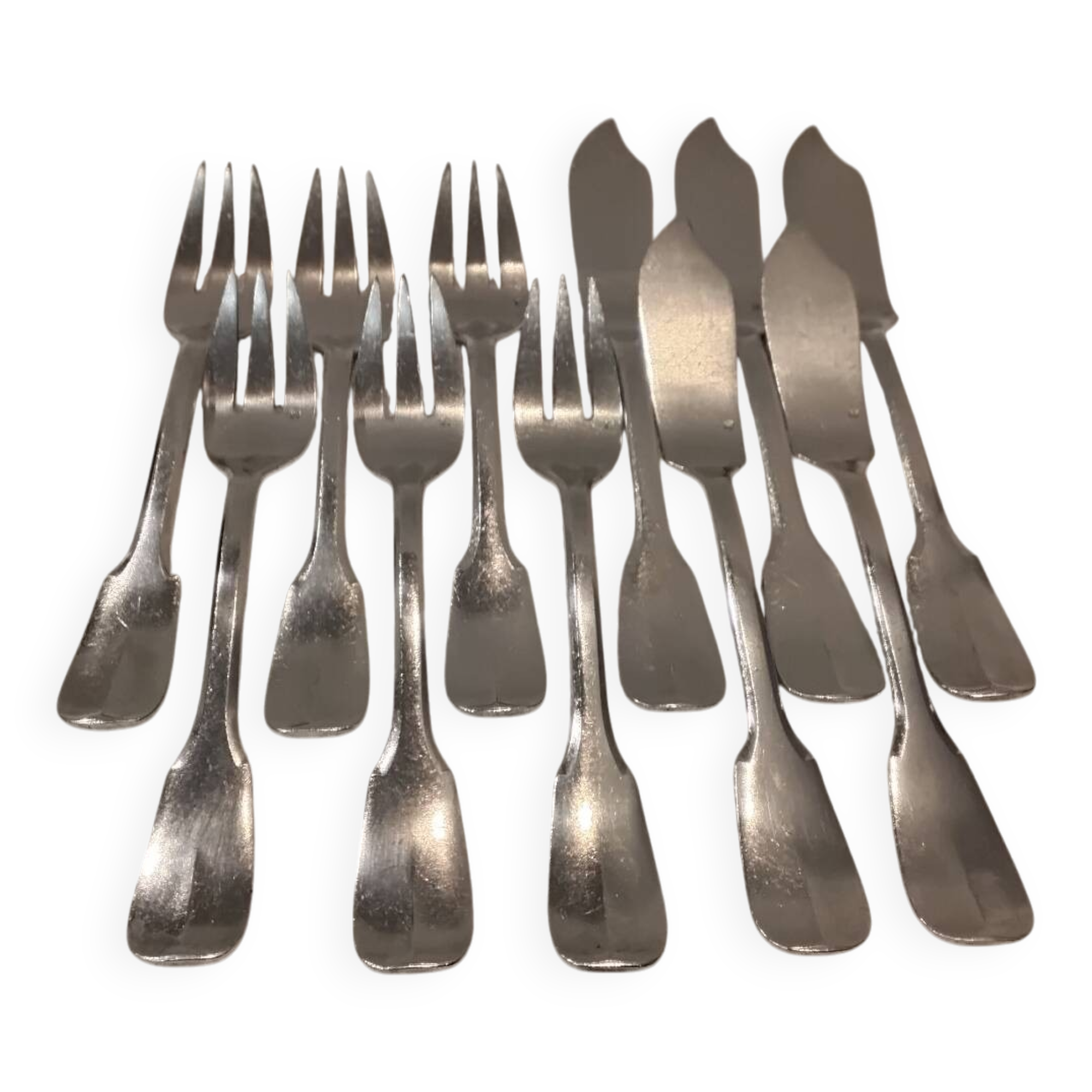 5 fish cutlery sets 11p silver plated metal goldsmith Europfelix uni-flat