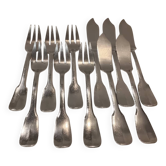 11 couverts à poisson en métal argenté orfèvre Europfelix uni-plat