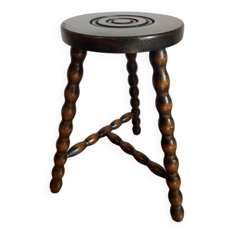 Wooden tripod stool or turned foot plant rest