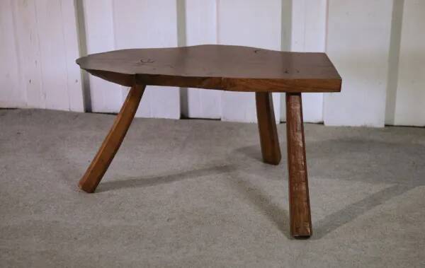 Brutalist oak stool, 1960s