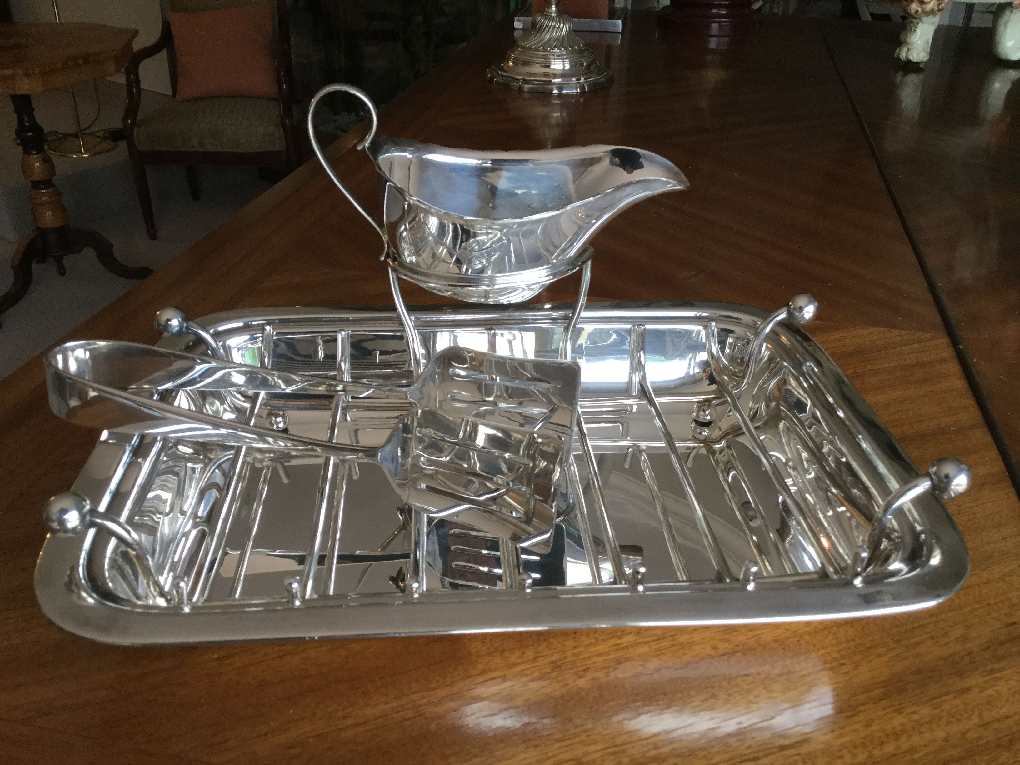 Silver metal asparagus service
