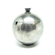 Mid-century modern sugar bowl, silver-plated brass, HEFRA, Poland, 1960s