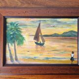 Tropical style sunset painting