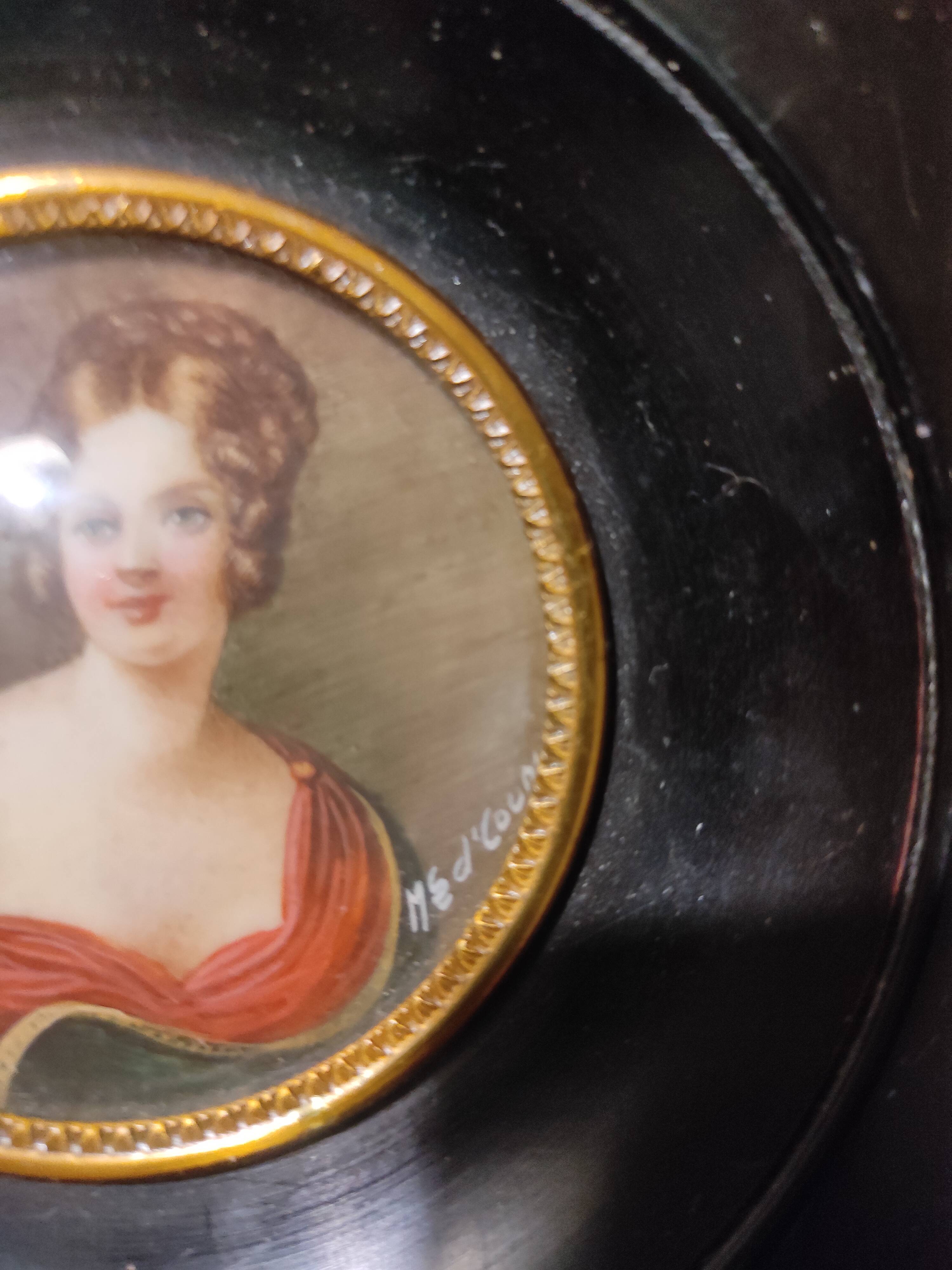 Miniature portrait on hand-painted ivory