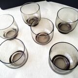 6 Vintage Shell Smoked Glass Glasses