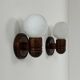 Vintage wall lights, pine and opaline, France, 1980.