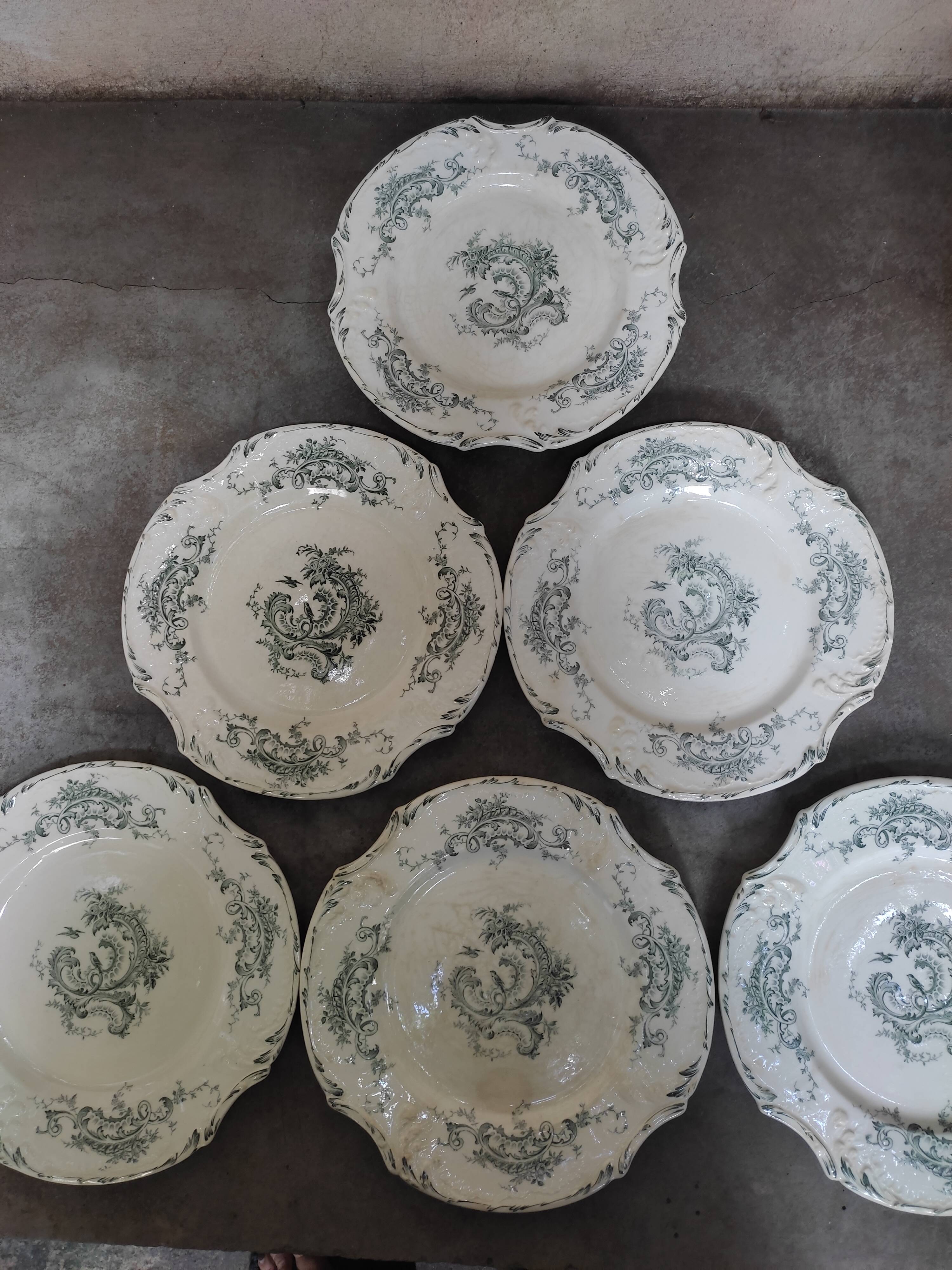 6 flat earthenware plates by Gien