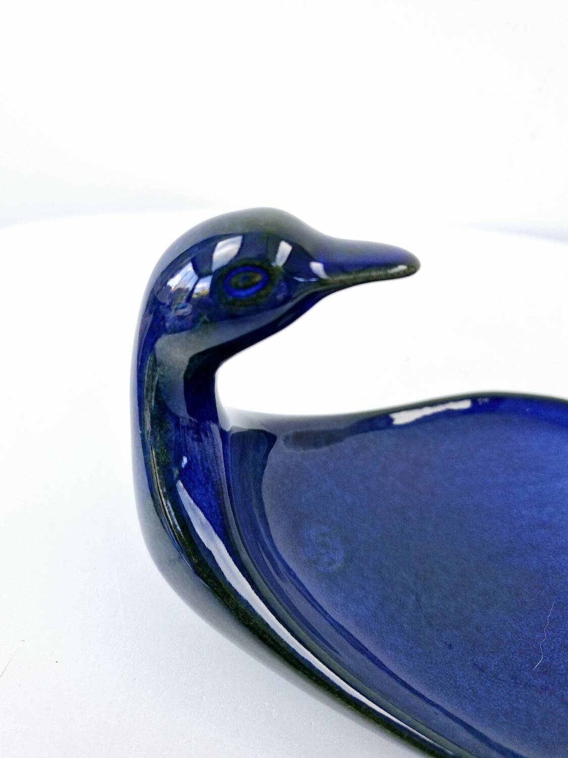 Vintage Plate Duck Foie Gras Blue Stoneware from Berry, France 25.5x15cm