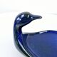 Vintage Plate Duck Foie Gras Blue Stoneware from Berry, France 25.5x15cm