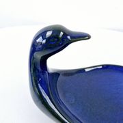 Vintage Plate Duck Foie Gras Blue Stoneware from Berry, France 25.5x15cm