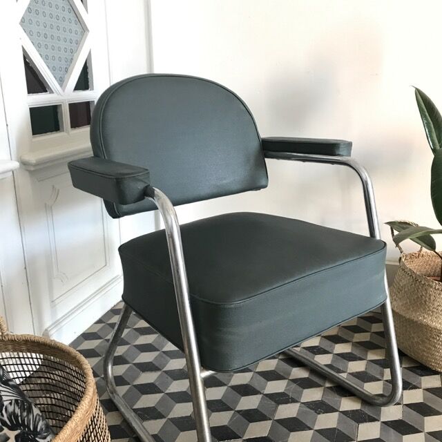Fauteuil de bureau industriel skaï gris