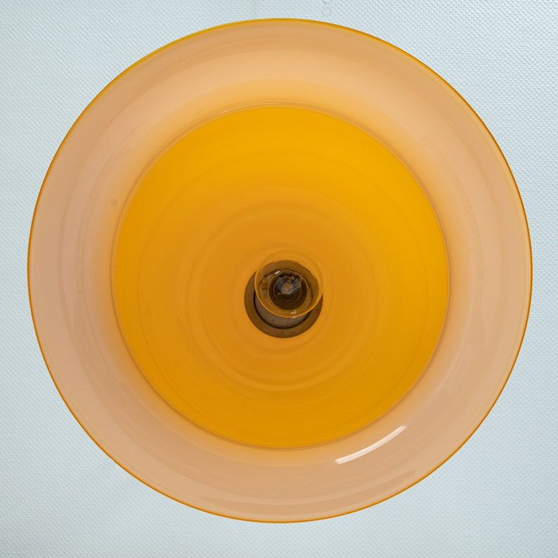 Yellow glass pendant lamp Peill & Putzler Germany 1970s