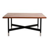 Vintage Italian teak and metal coffee table, 1970s