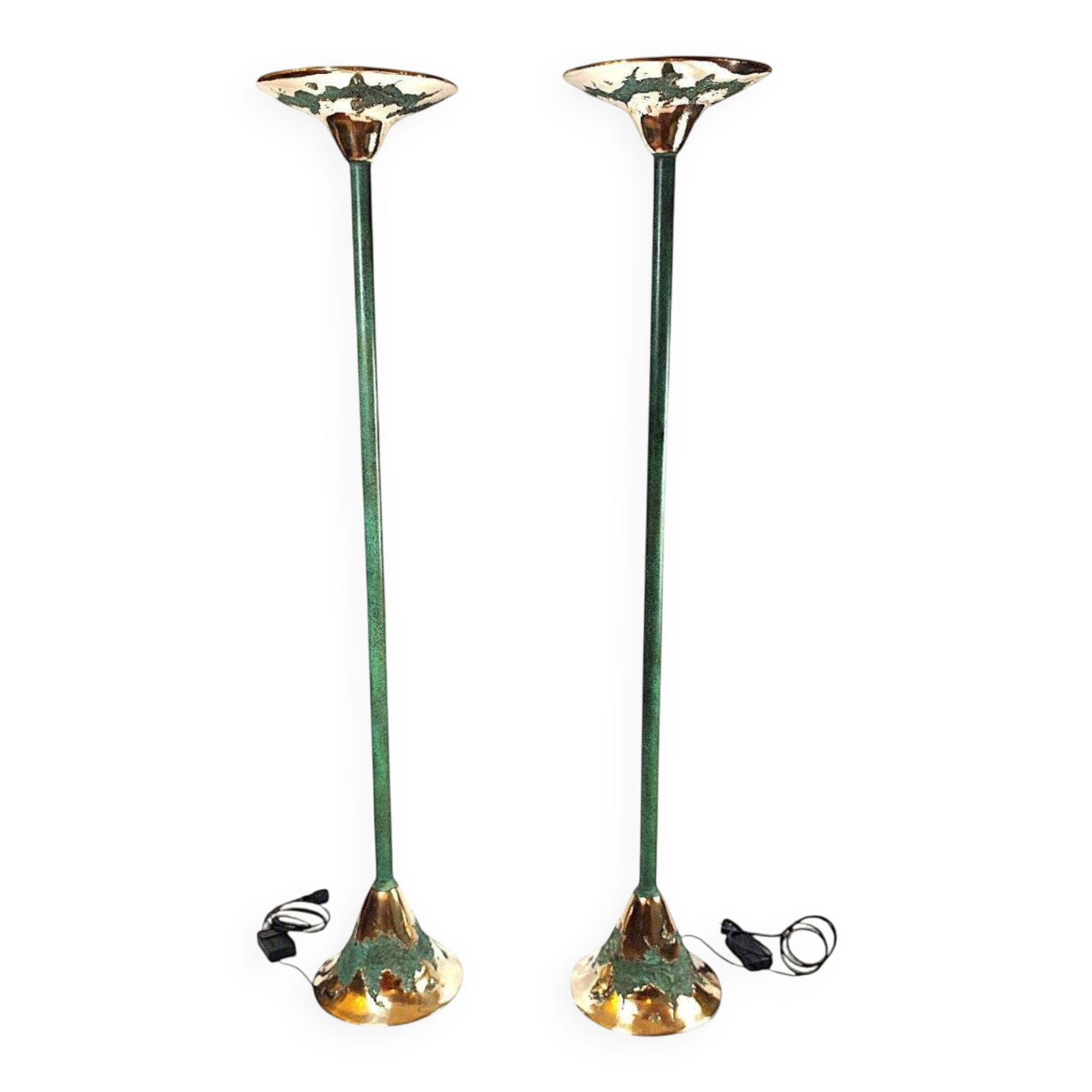 Brutalist Pair of Floor Lamps by Maison Valenti, 1970s-1980s