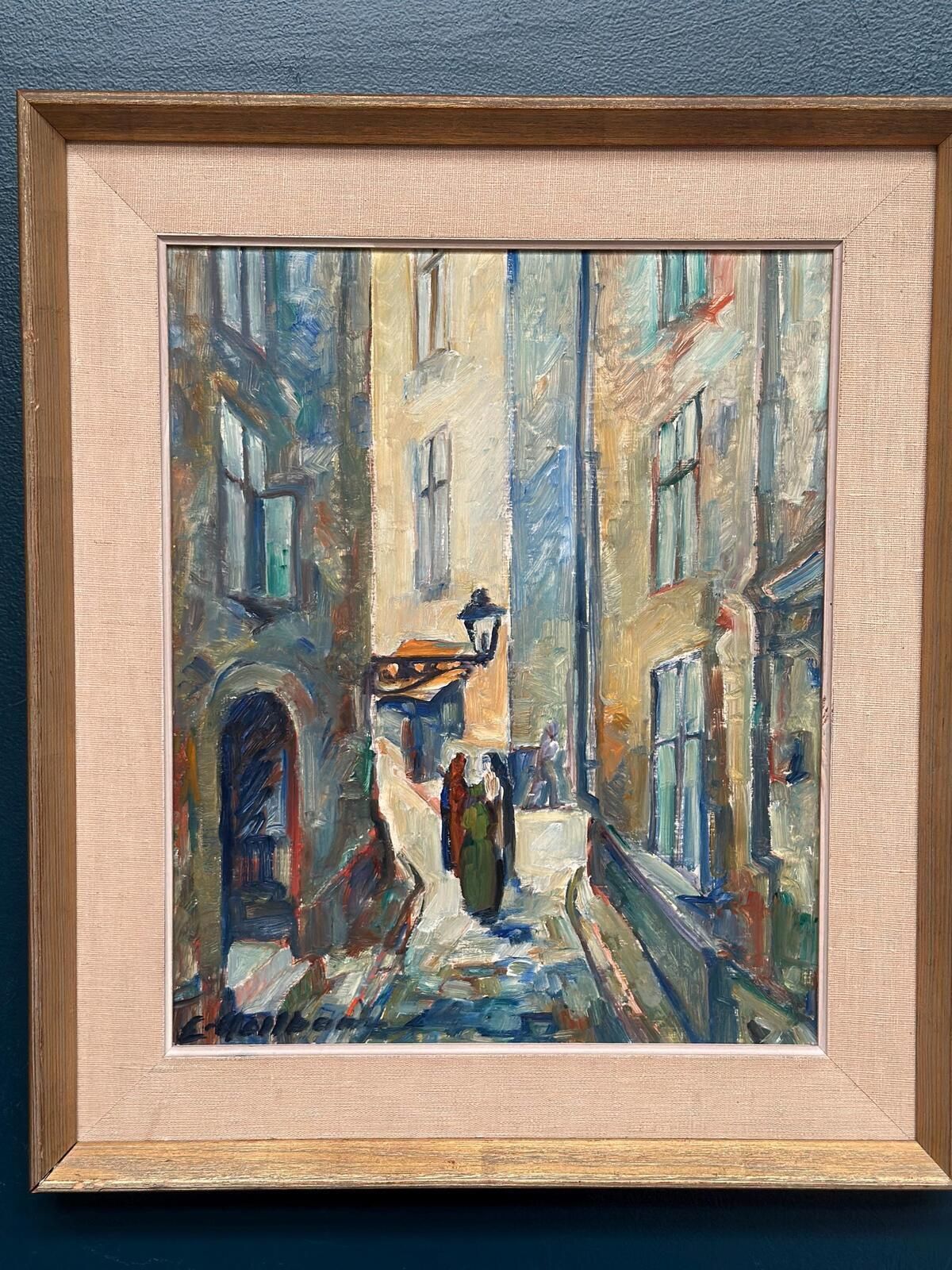 Original Swedish Oil on Panel – “Gamla Stan” (Old Town) by Emil Hellbom