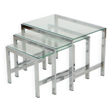 Space Age Nesting Tables Chrome Clear Glass Sixties Design Side Table