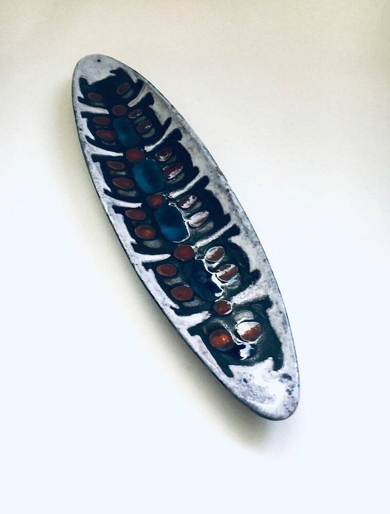 Art ceramic surfboard bowl dish by Rogier Vandeweghe for Perignem Studio, Belgium, 1960s