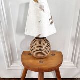 Rattan and herbarium ball lamp