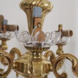 Solid bronze chandelier with crystal pendants and bobeches - Lucien GAU