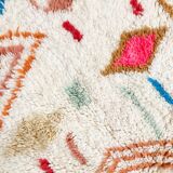Moroccan berber carpet azilal ecru diamonds and colorful patterns 250x162cm