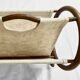 Vintage curved rattan magazine rack – 1960s