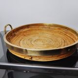 Panier en rotin et laiton, Italie, 1970
