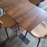 Arne Jacobsen Rosewood Drop leave Table with chairs Fritz Hansen