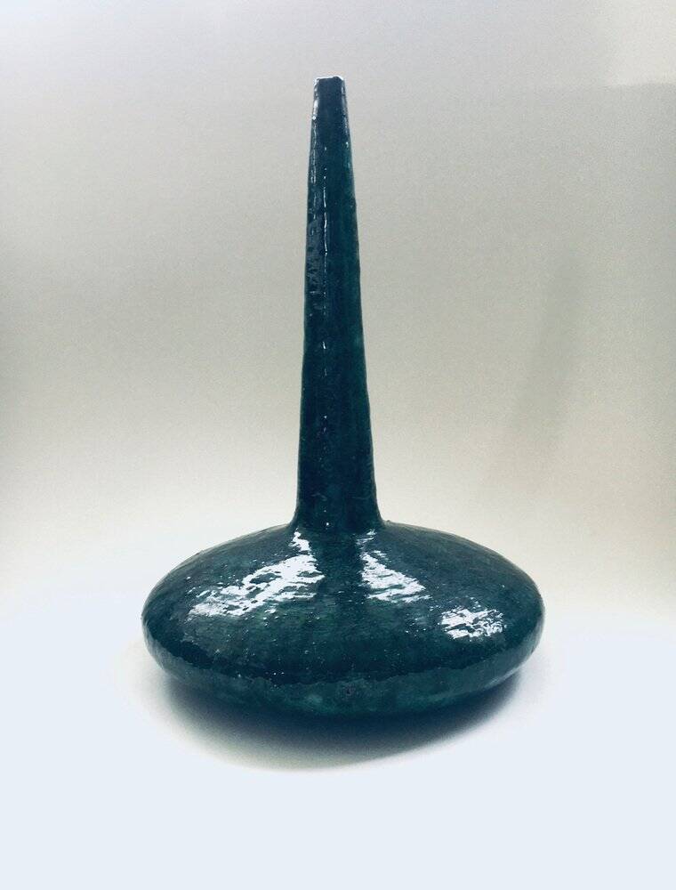 Handmade Art Pottery Ceramic Fluted Vase, Belgium, 1970s