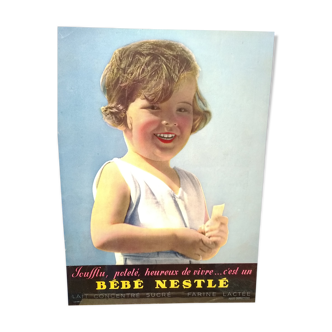 A double-sided Nestlé advertisement with lamination (brilliant) from the 1930s period review