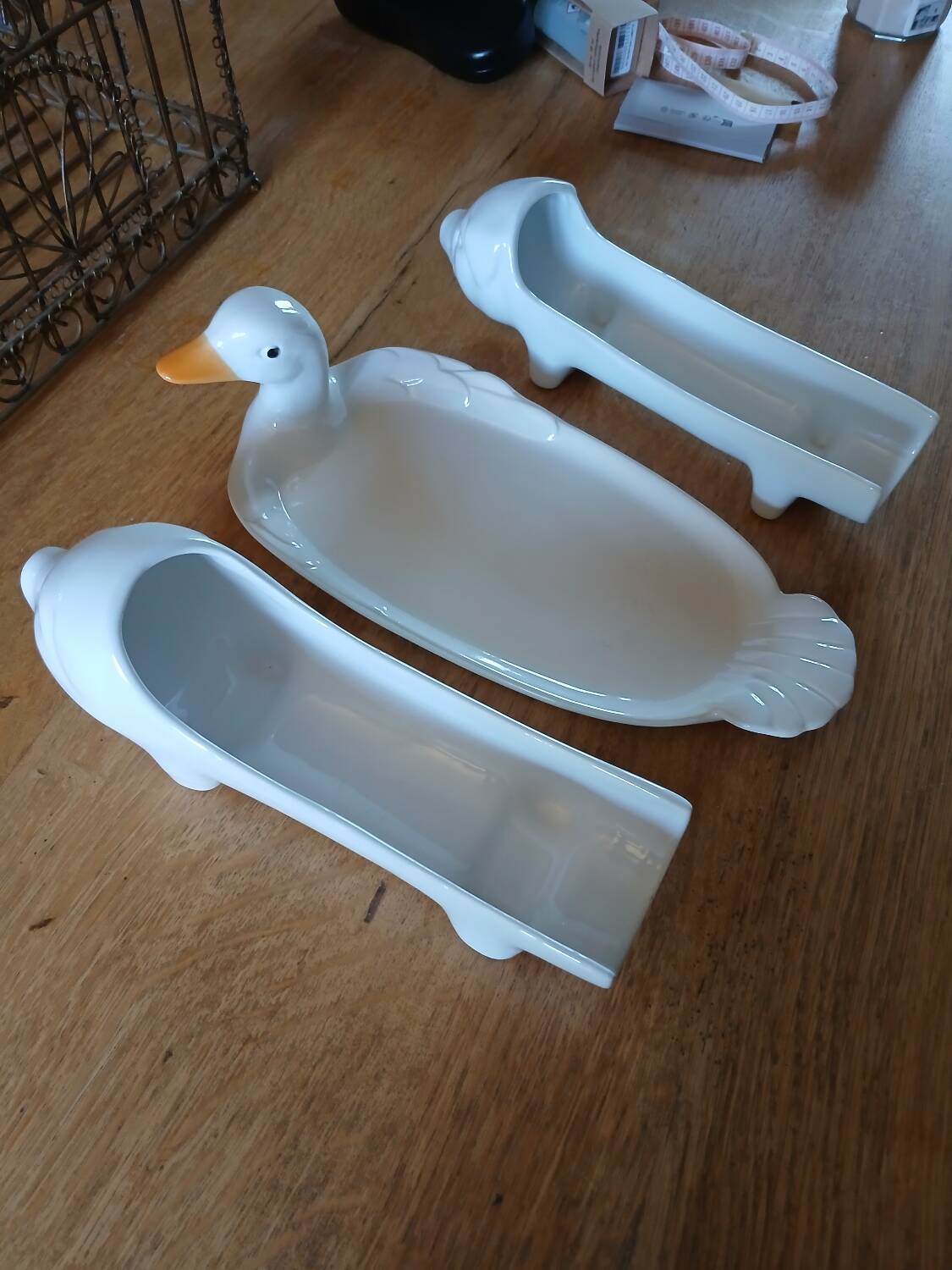 3 antique white porcelain dishes