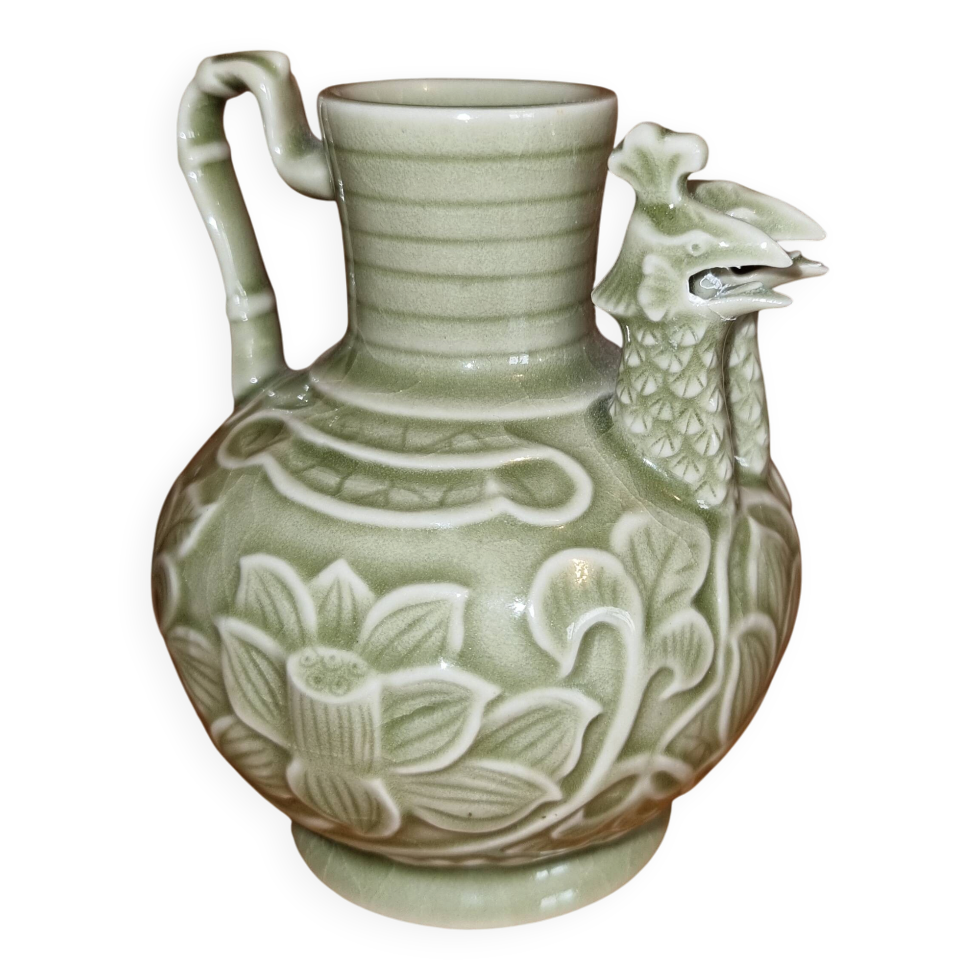 Double-headed vase reproduction in celadon ceramic, Song Dynasty, Guimet Museum.
