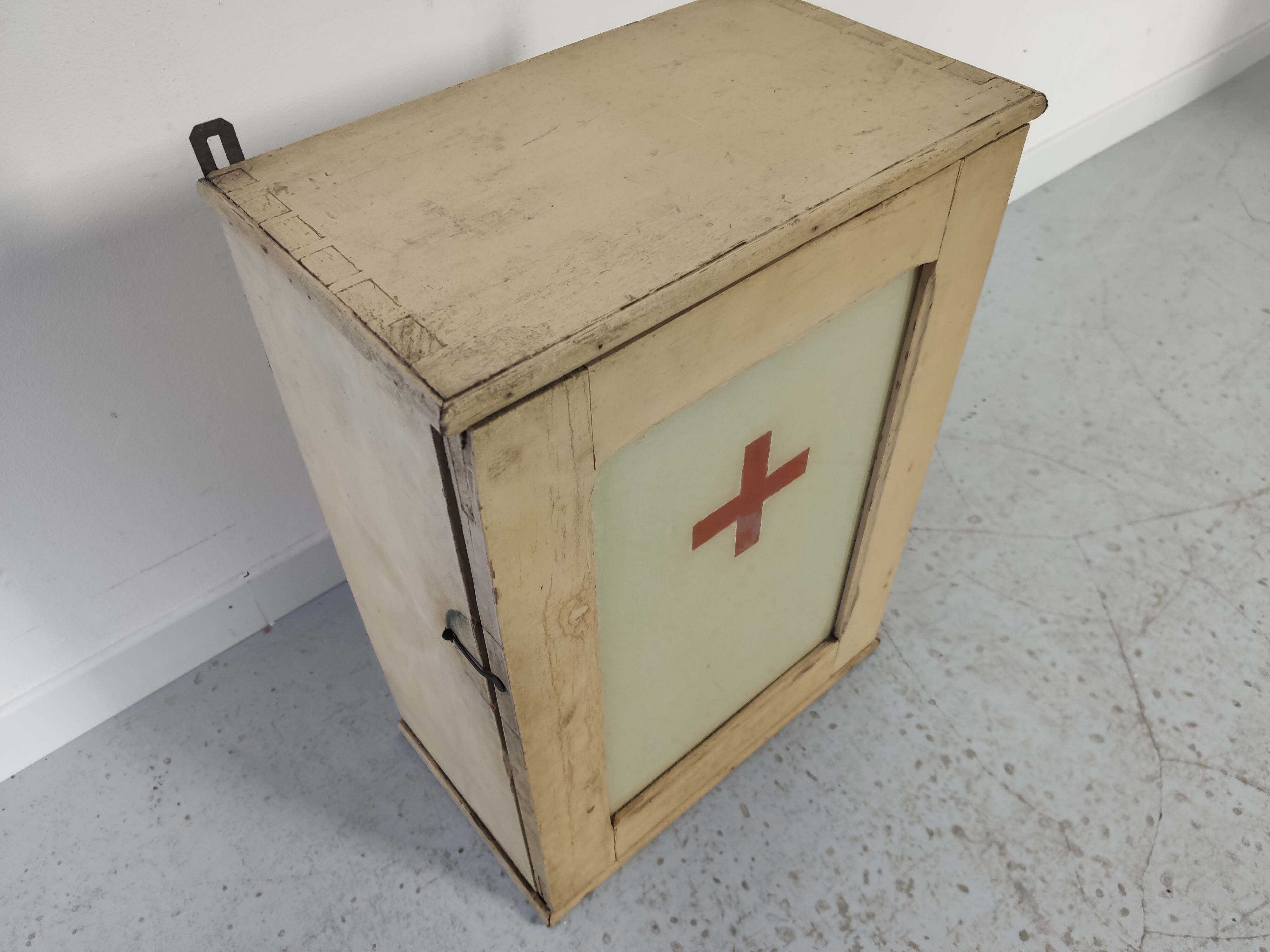 old wooden medicine cabinet, 1950s